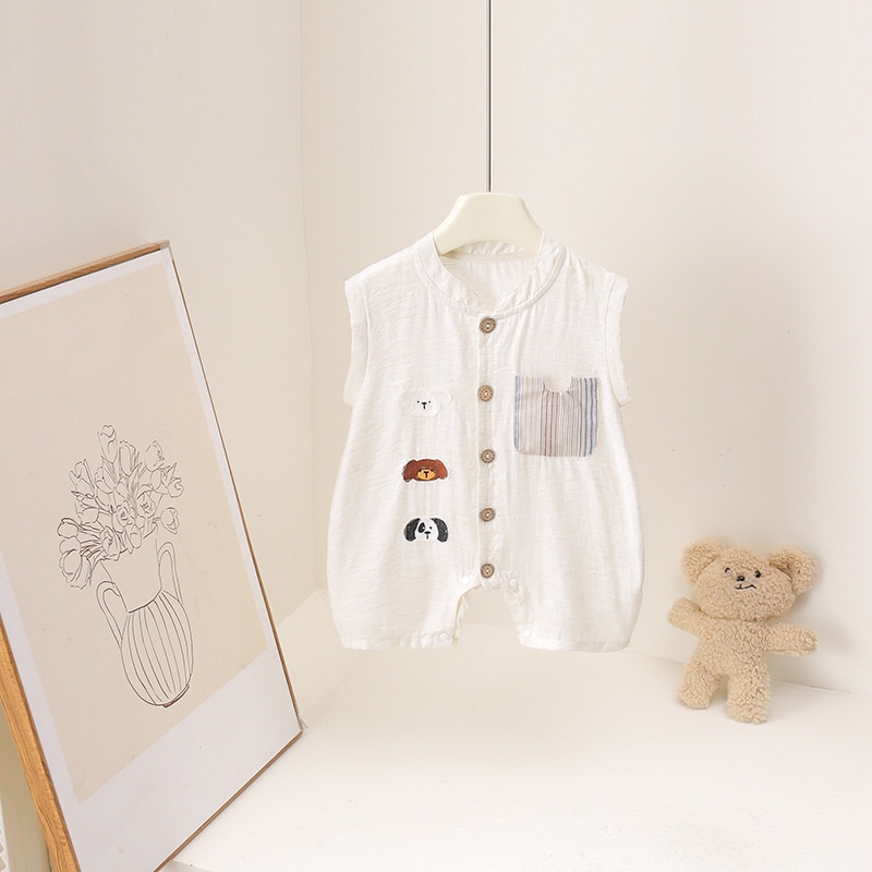 Combinaison Bébé Unisexe en Li - Baby Summer Linen Sleeveless Jumpsuit avis et prix
